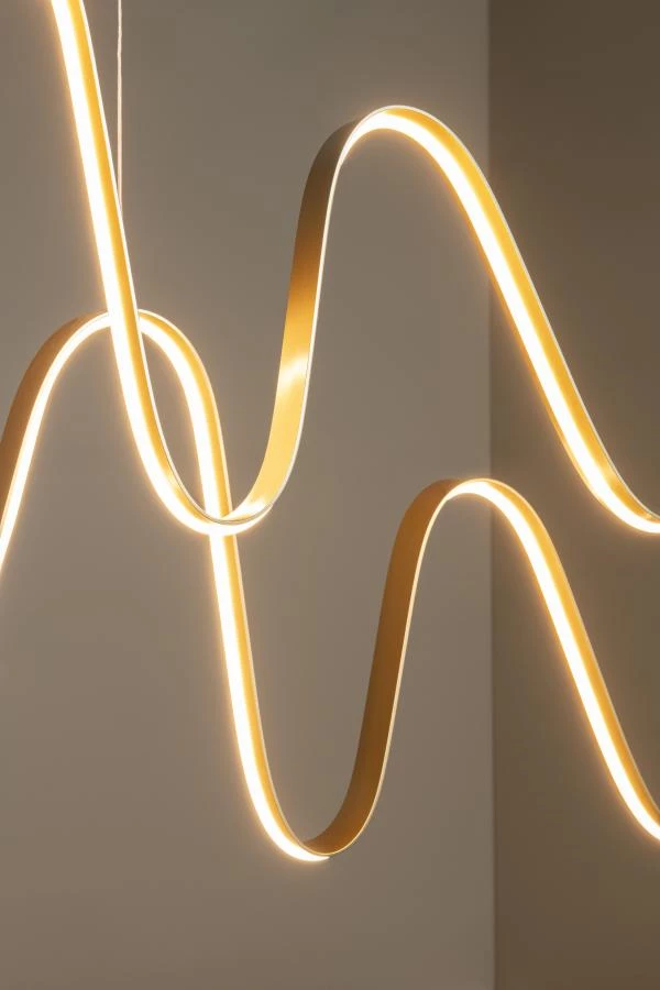 Lucide Premium LAMBADA - Lámpara colgante - LED Regul. - 2x55W 2700K/3200K - Oro mate / Latón - ambiente 3